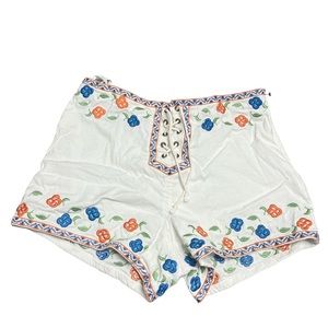 Free People Floral Tie-Up Boho Shorts size 6
